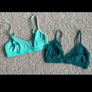 Colsie Triangle Bralette Set Intimates Lace Loungewear Bra Bundle Green XS NWOT